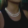 Correntes chapeadas diamante gelado fora cubano link cadeia colar Zircon 2022 alta qualidade hip hop prata mulheres homens jóias presente