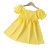 Девочки с короткими рукавами повседневные платья 2021 летний горячий стиль детская одежда детская хлопчатобумажная вечеринка платья детские костюм Q0716