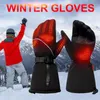 Guantes de ciclismo con calefacción eléctrica, calefacción cálida, esquí de invierno, felpa en el interior, cuero alimentado por USB, impermeables, color negro