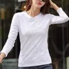 女性長袖Tシャツ3Dスレッド秋の緩い綿の女性ファッション気質韓国のボトームシャツトップス6901 50 210417