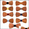 Bow Ties Fashion Aessories Handmade Mens Diy Carving Wooden Bows Knot Lesson Adjusting Wedding Gift Supplies 9 Colors Ewa6475 Drop Delivery