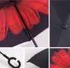 Reverse C Handle Umbrella Windproof Reverses Sunscreen Rain Protection Umbrellas Fold Doublelayer Inverted Household Sundry Rains8302246