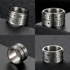Cluster ringen personaliseer trendy titanium staal dubbellaags dobbelstenen roteerbare spin ring knokkels vader dag verjaardagscadeau vriendje
