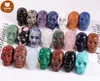 Party Decoration 1 Inch Crystal quarze Skull Sculpture Hand Carved Gemstone Statue Figurine Collectible Healing Reiki Halloween xs