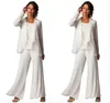 Chiffon Plus Size Three-piece for Women, Long Sleeve Formal Evening Mother of the Bride Pant Suits