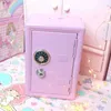 WG INS Safe Caixa Rosa Decorativa Decorativa Mealheiro Metal Mini Dormitório De Armário Dinheiro Kawaii 210914