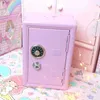 WG Ins Güvenli Kutu Pembe Dekoratif Tasarruf Piggy Bank Metal Demir Mini Yurt Depolama Dolabı Para Kawaii 210914207o