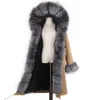 Fur's Fur Faux 2021 Fashion Womens Coats Winter Winter Raccoon Hood Coat Real X-Long Women Women Parka Streetwear