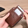 Män Läder Zipper Affärshållare Blockera Pocket Coin Purse Högkvalitativa Plånböcker