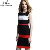 Nice-forever Summer Chic Kontrastfarbe Patchwork Bürokleider Business Bodycon Tailliertes Damenkleid btyB275 210419