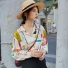 Arrival Spring Women Long Sleeve Turn-down Collar Shirts Chiffon Print Loose Vintage Blouse Tops Female Blusas Mujer S403 210512