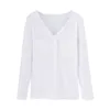 Outono estilo coreano slub algodão de manga comprida t-shirt mulheres v-garganta mais tamanho solto camisa de fundo top 210510