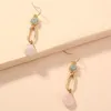 Natural Stone Earrings Reiki Gem Beads Dingle Hook Drop Earring Vintage Polygon 5 Färg för kvinnliga smycken Gift ljuskronor