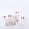 Frosted Glass Cream Jar Clear Cosmetic Bottle Lotion Lip Balm Container with Rose Gold Lid 5g 10g 15g 20g 30g 50g 100g SN3335