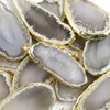Collier pendentif en pierre de cristal d'agate naturelle pierre tranchée plaquée or irrégulière