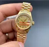 Orologio da donna di lusso quadrante con diamanti romani 69178 26mm grande lente d'ingrandimento impermeabile automatico cinturino in acciaio oro giallo orologi classici con zaffiro