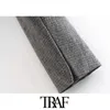 TRAF Women Fashion Patchwork Bebouwde Blazer Jas Vintage Nute Kraag Lange Mouw Vrouwelijke Bovenkleding Chic Tops 210415