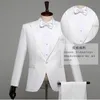 Men Prom Suits Shawl Lapel White Black Formal Suit Evening Party Show Performance Wedding Singer Stage Wear Tuxedo Dress Coat X0909