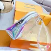 Designer- Handbags Purses Letter Wallet Fashion Patchwork Colorful Rainbow Transparent PVC Flower Women Coin Purse Lock Laser Bag