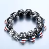 New Cool Punk American Flag Skull Bracelet For Man 316 Stainless Steel Man's High Quality Jewelry BC8-025