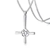 Black Silver Gold Inverted Five-pointed Star Cross Necklace Stainless Steel Fashion Lucifer Satan Symbol Pendant 24 inch