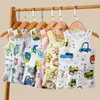 Ärmlös Pyjamas Kids Boys Kläder Barnkläder Satser Sommar Bomull Pyjamas För Girls Toddler Vest + Shorts 2pcs Homewear 210915