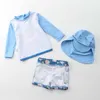 Summer Baby bys Swimwear Set da 3 pezzi Cartoon Whale + Costume da bagno + Cuffia da bagno Costume da bagno Abbigliamento per bambini E1052 210610