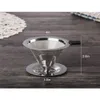 Pour Over Coffee Dripper Stainless Steel Coffee Filter Removable Dripper with Stand Reusable Cone Dripper Cup Stand and Brush