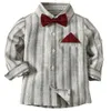 Shirts 2-7Yrs Kids Boys Autumn Long Sleeve Red Toddler Children Gentleman Bow Cotton Fashion Baby Boy Tops