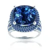 Alyans moda safir mavi nişan parmak prenses yüzüğü kadınlar için kadın mücevher boyutu 6 7 8 9 10 iş hediyesi