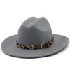 Cappello fedora con cintura leopardata da donna casual tinta unita a tesa larga jazz cappello a cilindro autunno inverno uomo cappello Panama da uomo