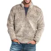 Cofekate hommes sweat col montant polaire fermeture éclair pull survêtement hiver chaud Baggy à manches longues en peluche sweats manteau Y0319