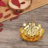 Zinc Alloy Incense Holder, Lotus Stick Incense Burner, for Stick/Coil/Cone Incense with Ash Catcher, Gold