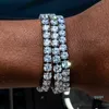 Okrągły Kwadratowy Męskie Bransoletka Tenisowa Cyrkonia Triple Lock Hiphop Biżuteria Kubin Luksusowy Kryształ CZ Mężczyźni Moda Charm Bransoletki Biżuteria