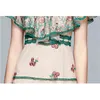 Fashion Runway Summer Dresses Women Short Sleeves Flower Embroidery Ruffle Mesh Midi Party Dress Vestidos 210520