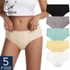 CINOON 5PCS / Set Mutandine da donna Intimo di cotone Senza cuciture Slip taglie forti Slip a vita bassa Mutandine da donna Lingerie femminile 210720