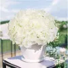 Hortensia en soie fleurs artificielles têtes d'hortensia Bouquet de mariage de mariée avec tiges décorations de fête de mariage à la maison 211224259S
