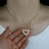 Valentines Day Gift 41+10CM Box Chain Micro Pave Baguette CZ Heart Shaped Pendant Iced Out Bling Jewelry Necklace For Women Chains