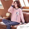 Autumn Winter Cotton Cartoon Pajamas Set Women Pyjamas Homewear Long sleeve Sleepwear Plus size Loose Night suit Female Pijama 211215