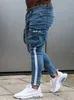 Мужские джинсы Мужские узкие брюки в полоску с большим карманом и надписью в стиле сафари Брендовые рваные эластичные тонкие брюки с несколькими карманами 4XL Мужские