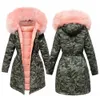 Jocoo Jolee Femmes Camouflage Manteau Veste D'hiver À Capuche Parkas Col De Fourrure Coton Rembourré Veste Cordon Taille Mince Parka 210518