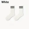 Men's Socks 5Pcs Solid Color Horizontal Bar Tube Three Yarn Texture Men And Women Cotton Couple Sock