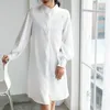 Top manica lunga tinta unita Blusas Mujer De Moda Colletto alla coreana Abbigliamento burlone Camicetta in chiffon bianco latte 5263 50 210417