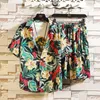 Men's 2 Pieces Set Hawaiian Shirts +Beach Shorts Mens Casual Streetwear Summer Floral Loose Short Sleeve Holiday Suits Male 210722