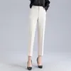 Wiosna Jesień Kobiety Odzież Wiszące Czarny High-Paisted Profesjonalne Proste Spodnie Damskie Spodnie Spodnie 652D 210420