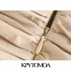 KPYTOMOA KVINNA CHIC Fashion -applikationer Ruffled veckade minikjol Vintage Hög midja Baksäckare Kvinnliga kjolar Mujer 210331