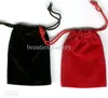 100 stks zwart velours fluwelen tas cadeau wrap tassen sieraden pouches 7x9 cm (bruin / blauw / rood)