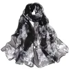 Bufandas 25 # Moda para mujer Impresión de flor de melocotón Bufanda larga suave para mujer Mantón de gasa Slik Ladies ShawlScarves Rona22