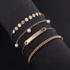 Mulheres pulseiras moda redondo contas pingente geométrico irregular ouro pulseira conjunto fêmea temperamento jóias acessórios pulseira