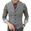 Men's Vests Suit Vest Lapel Wool Herringbone Single Breasted Casual Formal Business Groomman For Wedding Prom Gilet Men 2021